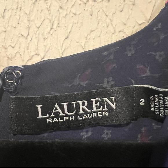 Lauren Ralph Lauren Georgette French Navy Pink Floral Fit and Flare Dress size 2 - Picture 13 of 16